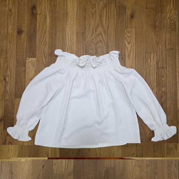 Tuckernuck Tops - Tuckernuck Womens Preppy Minimalist Off The Shoulder Summer Casual Top White S